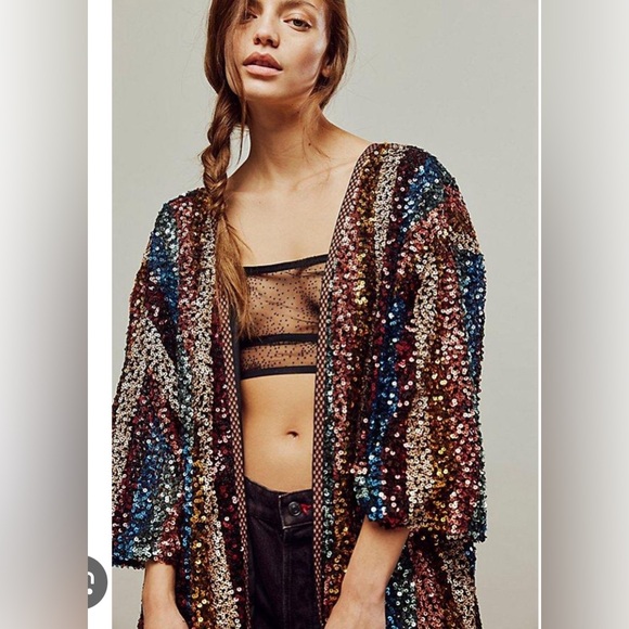 Free people sequin prism kimono - Picture 2 of 9